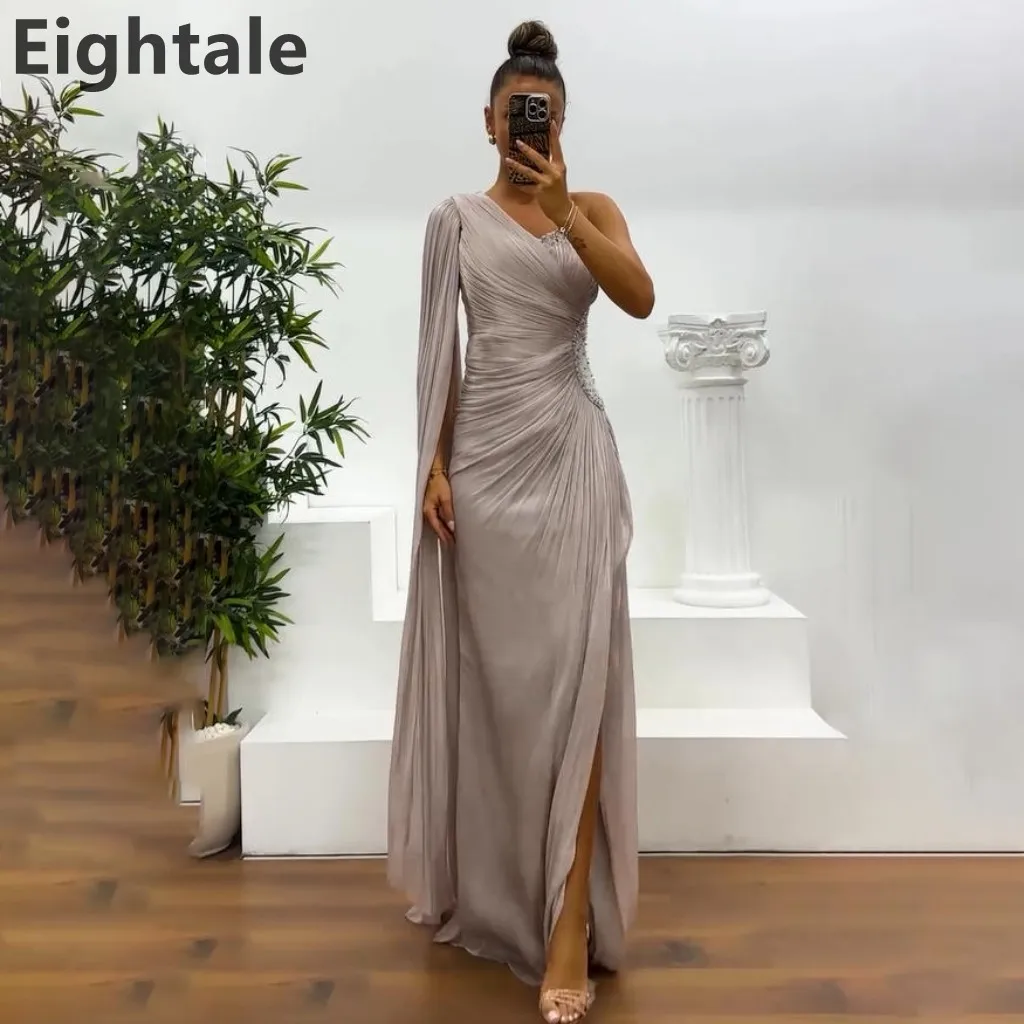 

Eightale 2025, вечернее платье макси цвета шампанского на одно плечо, расшитое бисером, свадебное вечернее платье для выпускного вечера, вечернее платье в Дубае по индивидуальному заказу