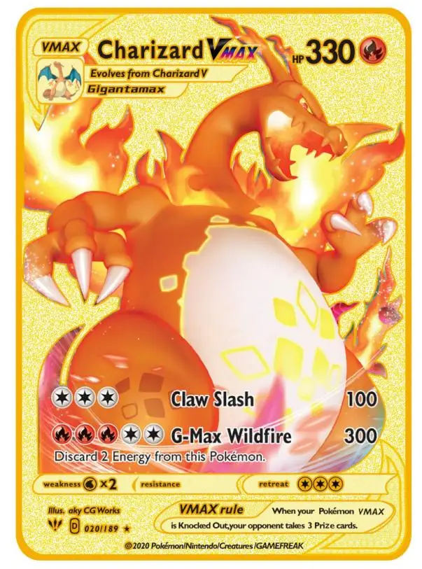 NEW! Poke Metal Card 10000 Points Arceus Charizard Super Card Golden English Mewtwo Vmax GX EX Anime Collection Cards Gift
