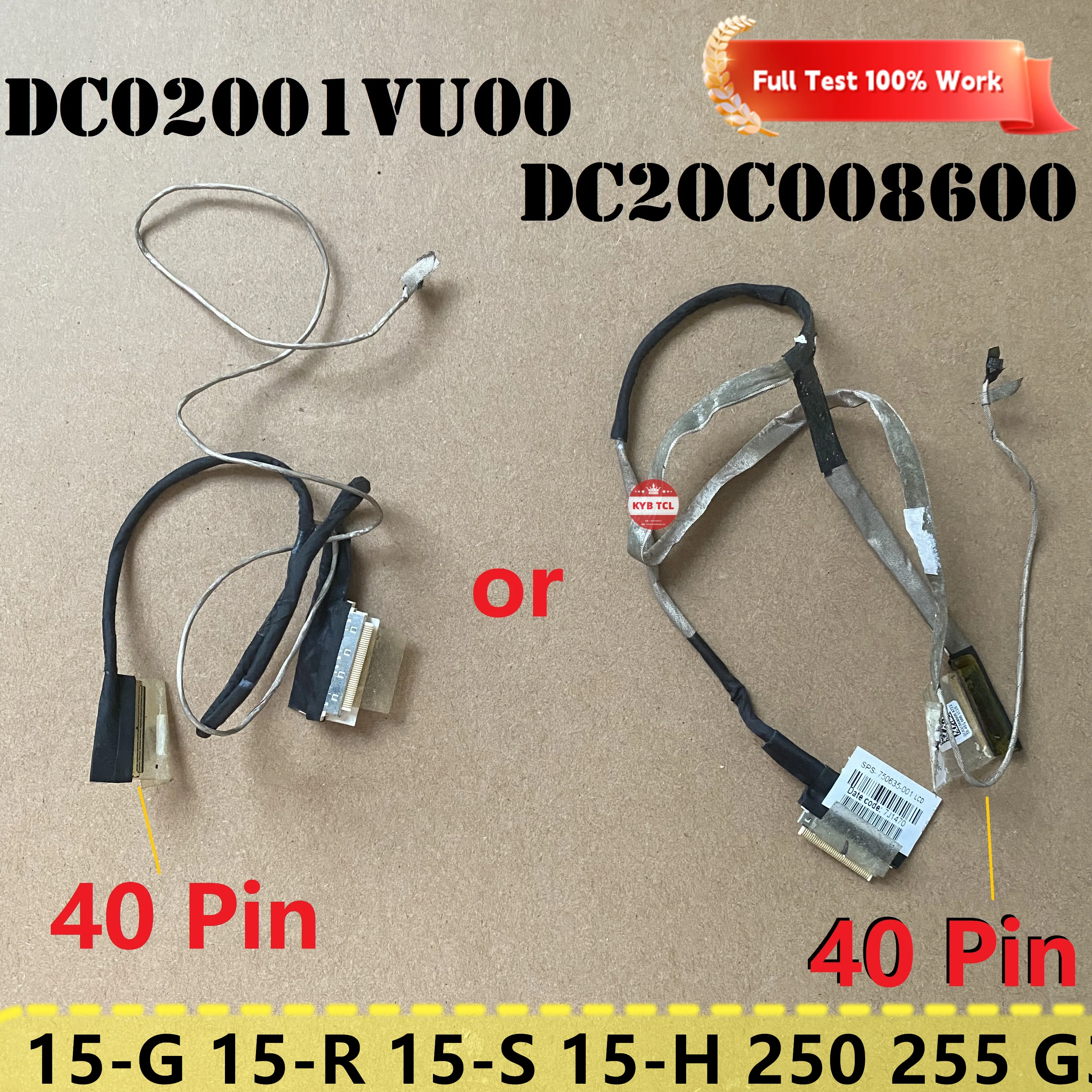 For Hp Pavilion 15-G 15-R 15-S 15-H 250 G3 255 G3 Laptop LED LVDS VIDEO LCD Display Screen Cable DC02001VU00 DC20C008600 40PIN