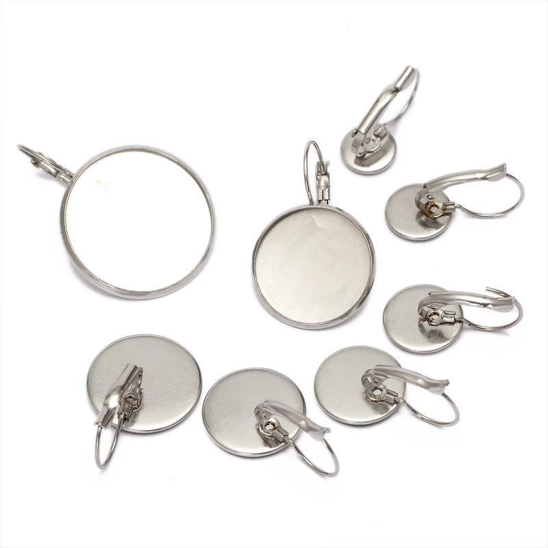 6-20mm French  316L Stainless Steel Cabochon Earring Settings Blank Base Diy Earrings Hooks Accessories Jewelry Findings