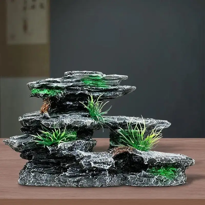 Aquarium Rockery Decoration With Realistic Look And Hidden Swim Caves Perfect For Freshwater Saltwater Fish Tank Landscape Deco