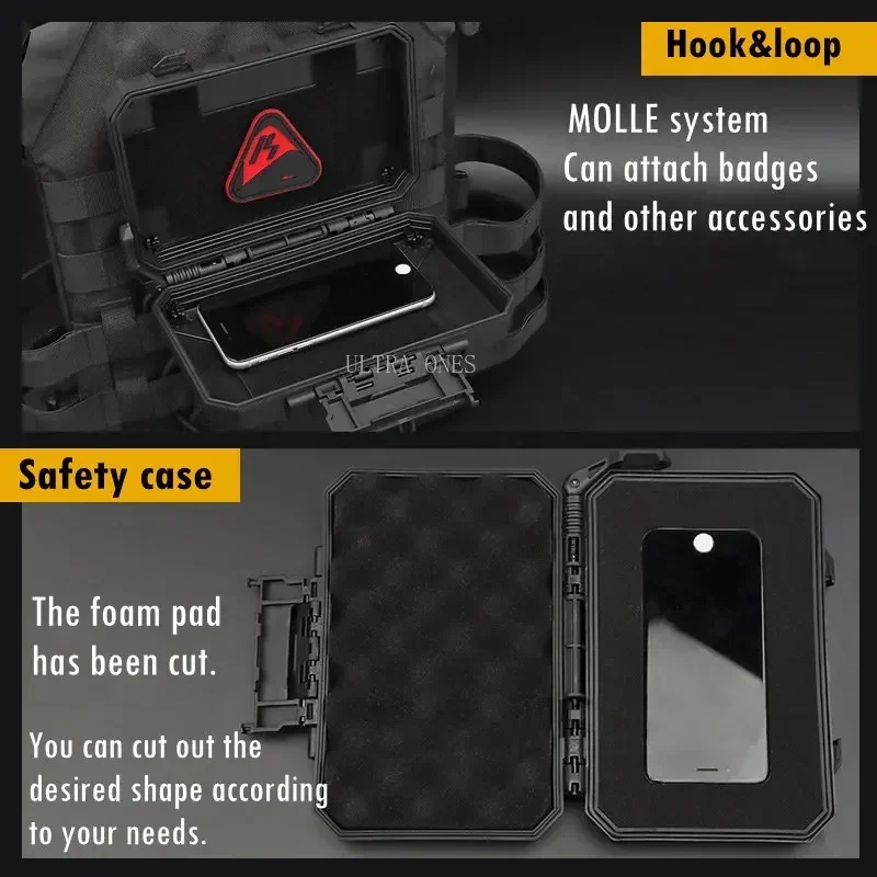 Tactical Waterproof Case Impact Resistance Protective Gear Cases with Double Sponge Shockproof Lockable Equipment Molle Box