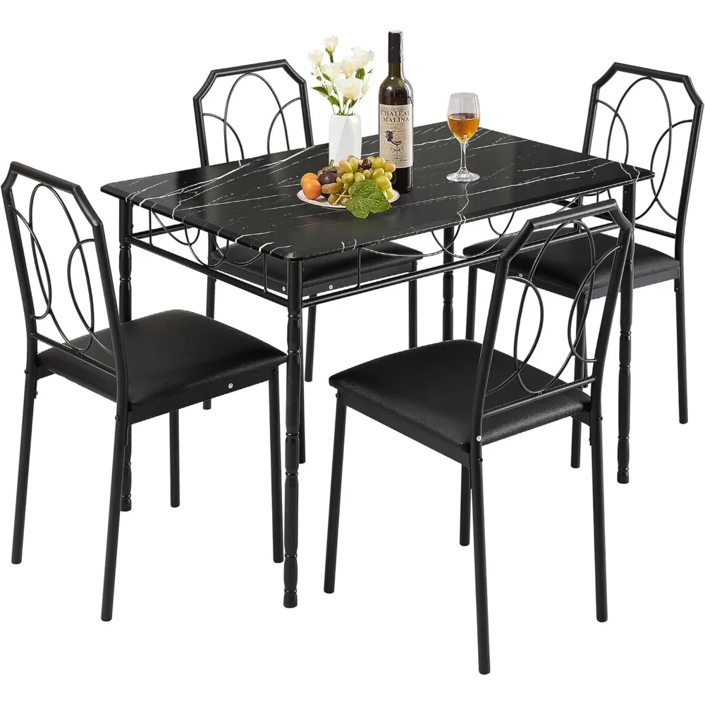 

5 Piece Dining Table Set for 4, Dinette with Chairs for Kitchen, Breakfast Nook, Small Space,Easy Assembly