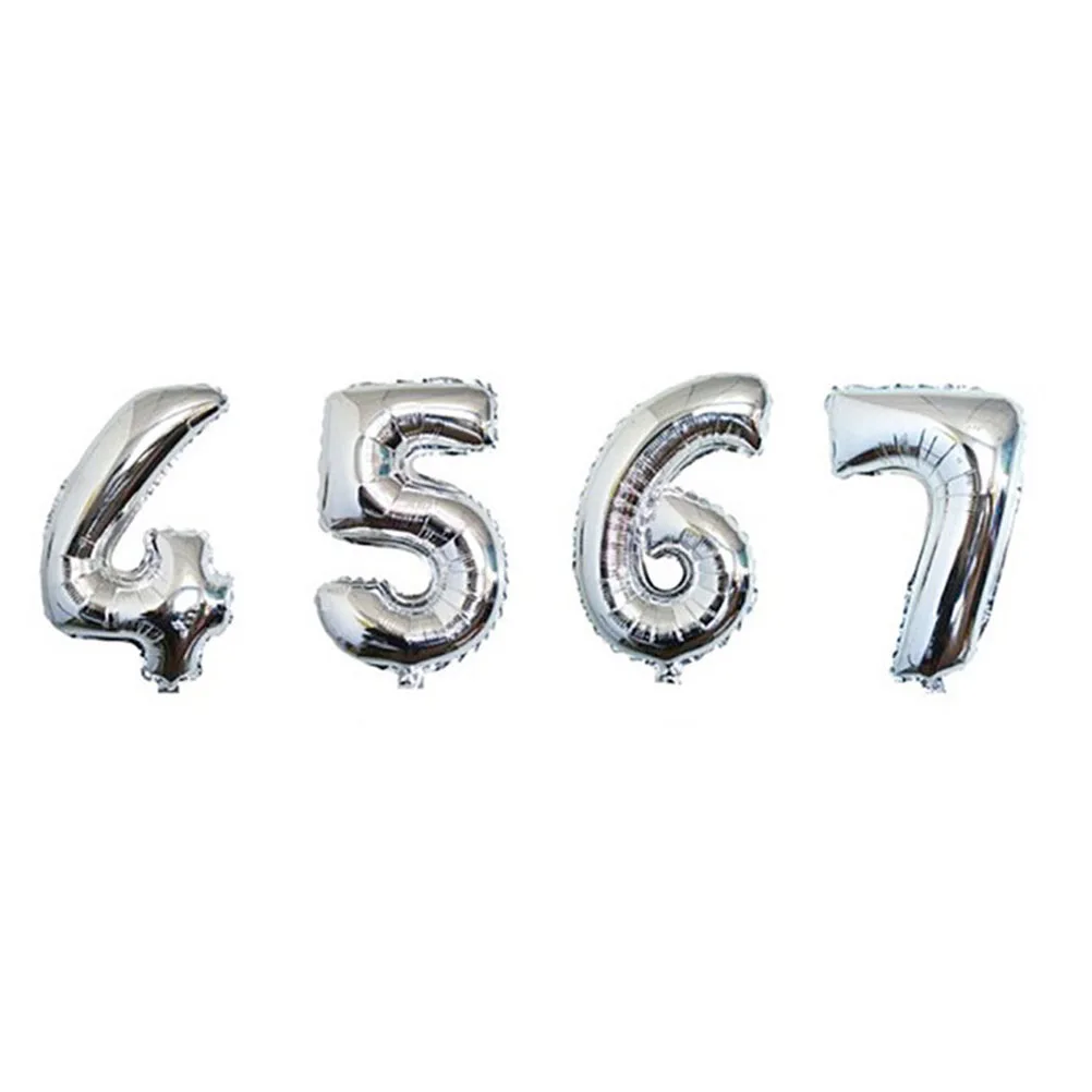 

10pcs 0-9 16 Inch Digital Number Balloons Aluminum Foil Film Balloons Balloons Party Supplies (Silver)