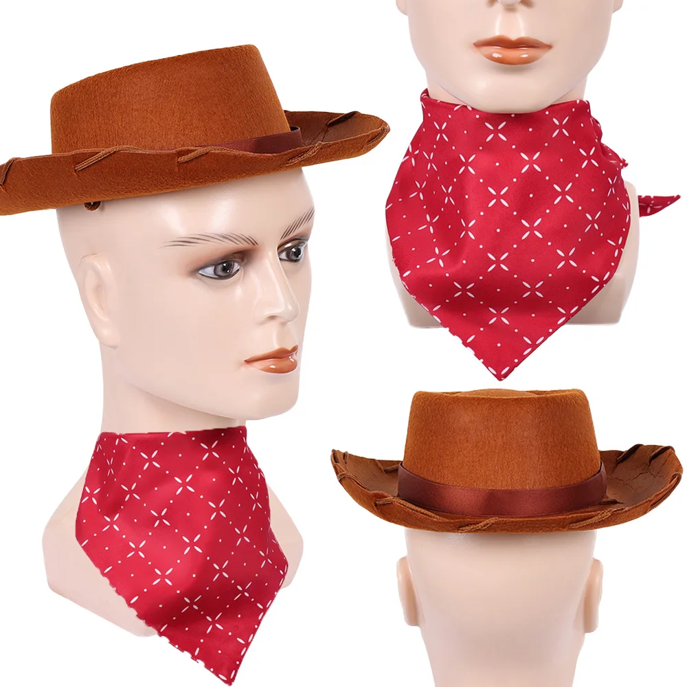 Gorro y Bufanda de Woody de Fantasia, Disfraz de Peluche de la Película, Accesorios de Disfraz para Hombre, Accesorios para Fiesta de Halloween y Carnaval