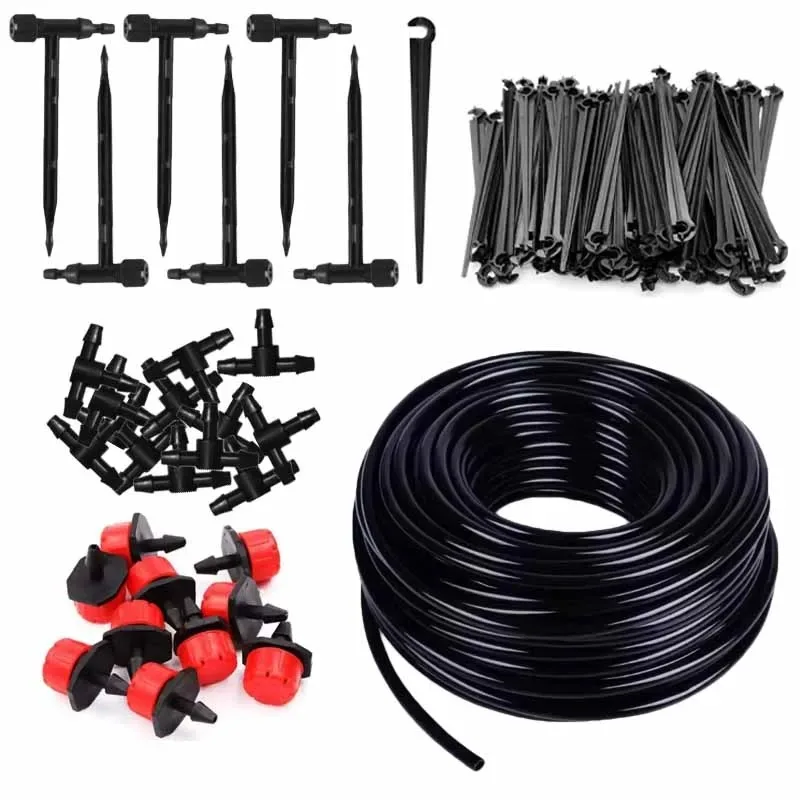 Garden Drip Irrigation Accessories Kit, High Efficiency Watering System for Potted Plants, Lawn, Greenhouse & Patio