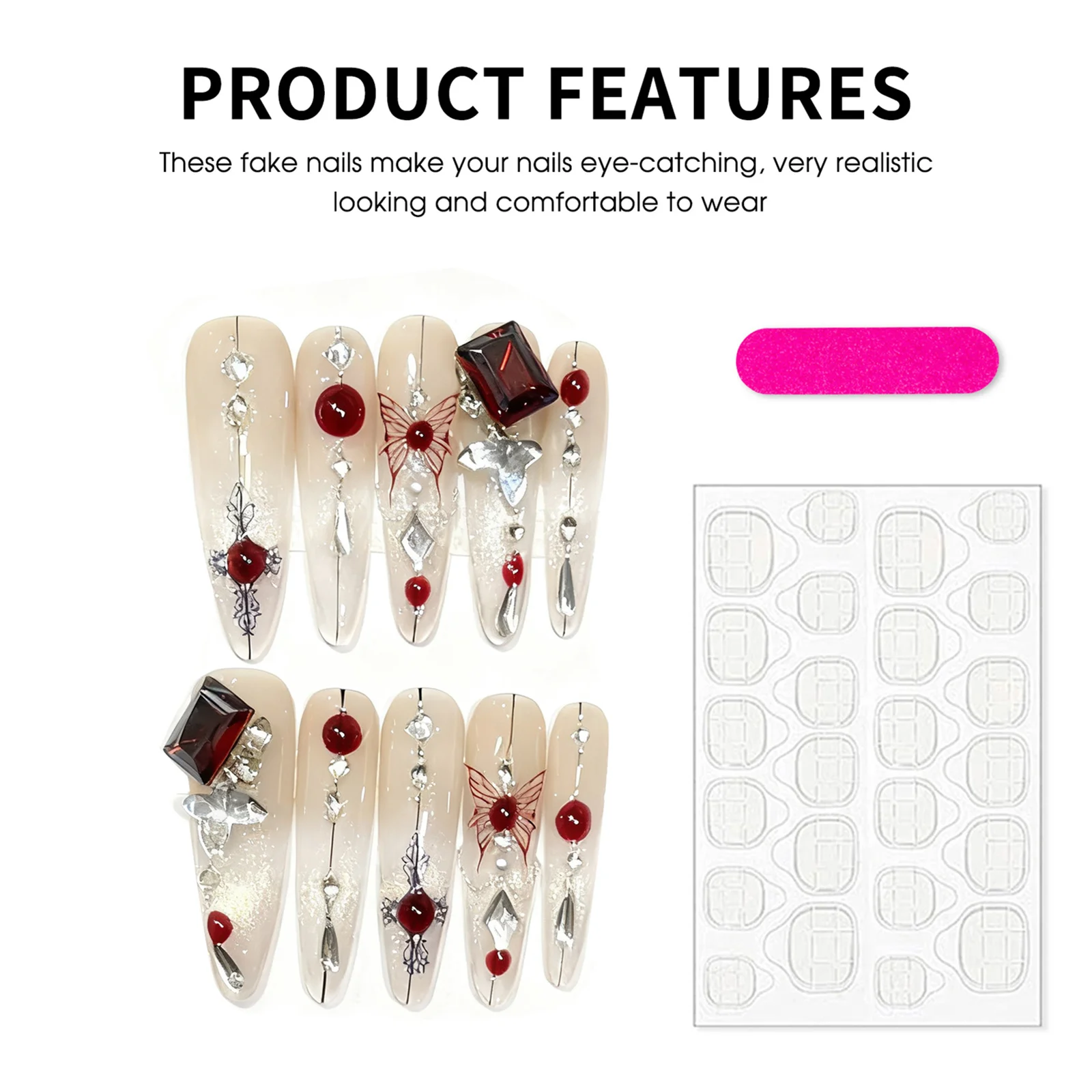 10 stuks druk op nagels vlinder ontwerp gotische stijl valse nagel kunst handgeschilderde nepnagels voor vrouwen Halloween Party Decor