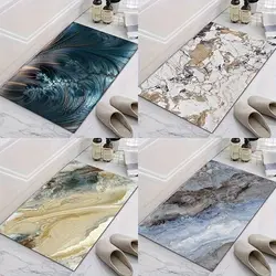 Marble Texture Bath Mat Non-slip Super Absorbent Toilet Bathroom Floor Rug Living Room Porch Entrance Carpet Home Bedroom Decor