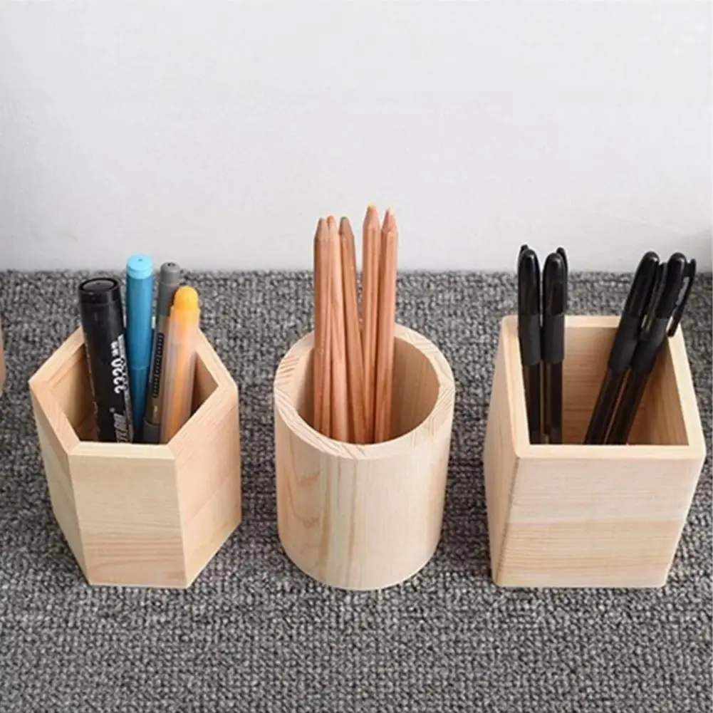 Office Desk Storage Box Wooden Pen Holder Capacity Desk Organizer Multi-specification Storage Box for Pens Markers Rulers