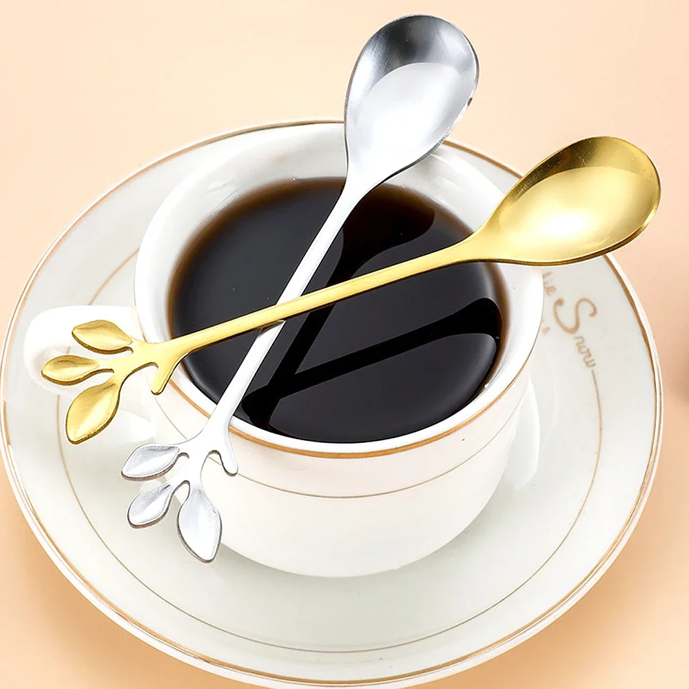 Set Posate Dorate 6 Pezzi Con Portacucchiai A Cigno: Cucchiai Da Caffè E Dessert In Acciaio Inox, Eleganti E Regalo Perfetto - 3