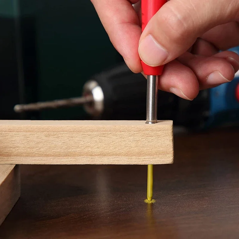 LTZFTL-Crayon de Menuisier Solide avec 6 Recharges, Taille-Crayon Intégré, Crayon Mécanique à Trous Profonds, Outils de Travail de Calcul, Scripteur de Menuiserie