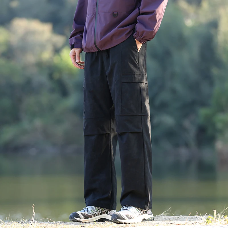 

2025 Loose Straight Japanese Style Corduroy Men's Autumn Winter Casual Trousers High Street Trendy Cargo Pants Men Polyester