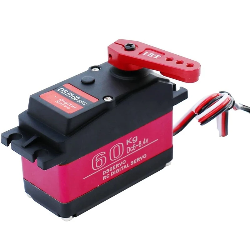 High Torque Waterproof 60Kg 180° DS5160 Metal Gear Digital Servo For RC Robot Car 1/6 Axial SCX6 1/5 Redcat HPI Baja