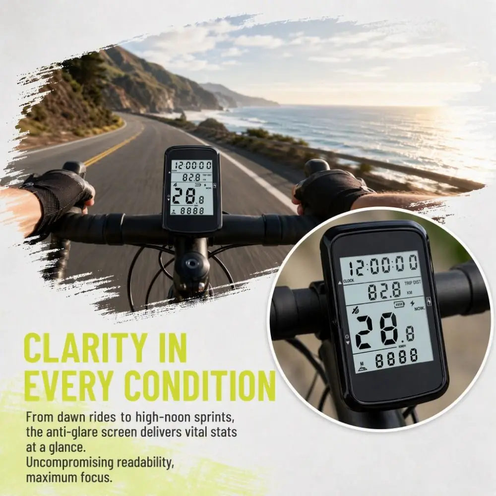 Waterproof Bike Speedometer 2.4 Inch Screen Rechargeable Electronic Stopwatch Ultralight Auto Backlight Bicycle Counter Odometer
