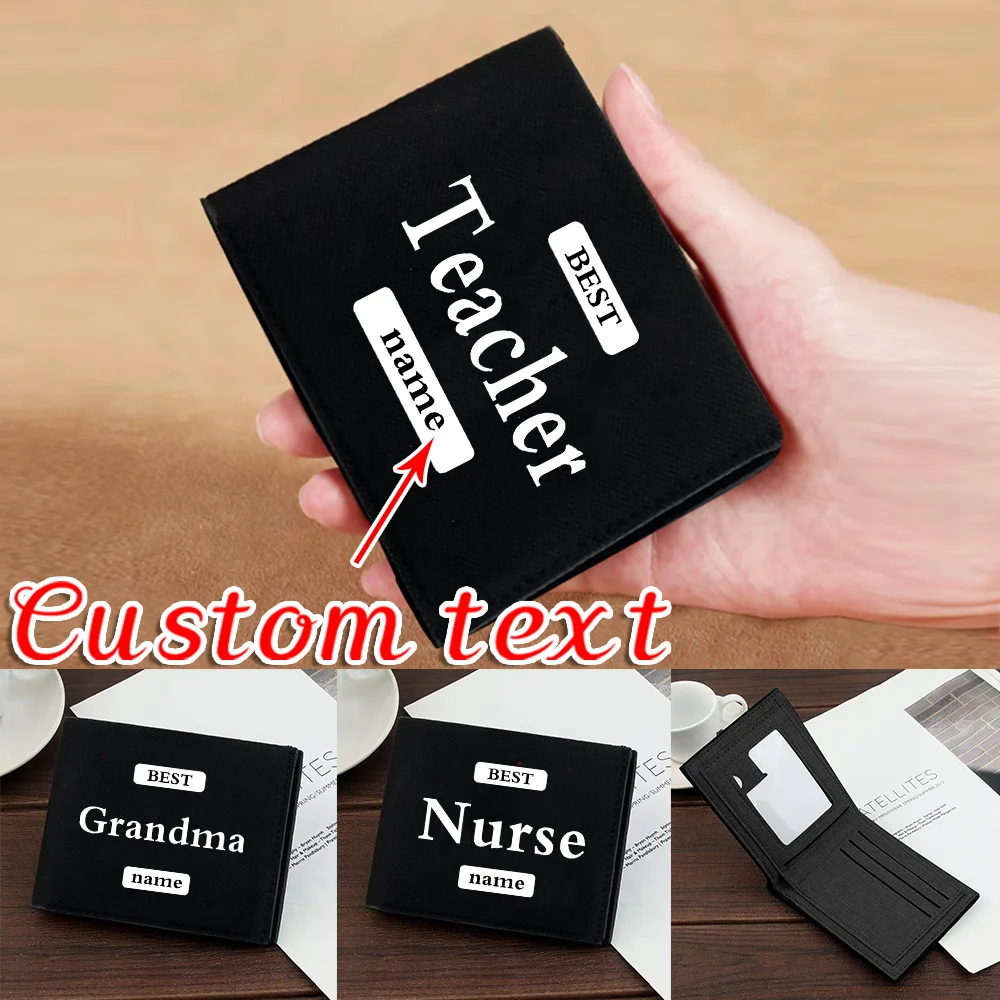 

Короткий кошелек с персонализированным именем, удостоверение личности, держатель для банковских карт, прочный высококачественный кошелек, многофункциональная сумка для хранения