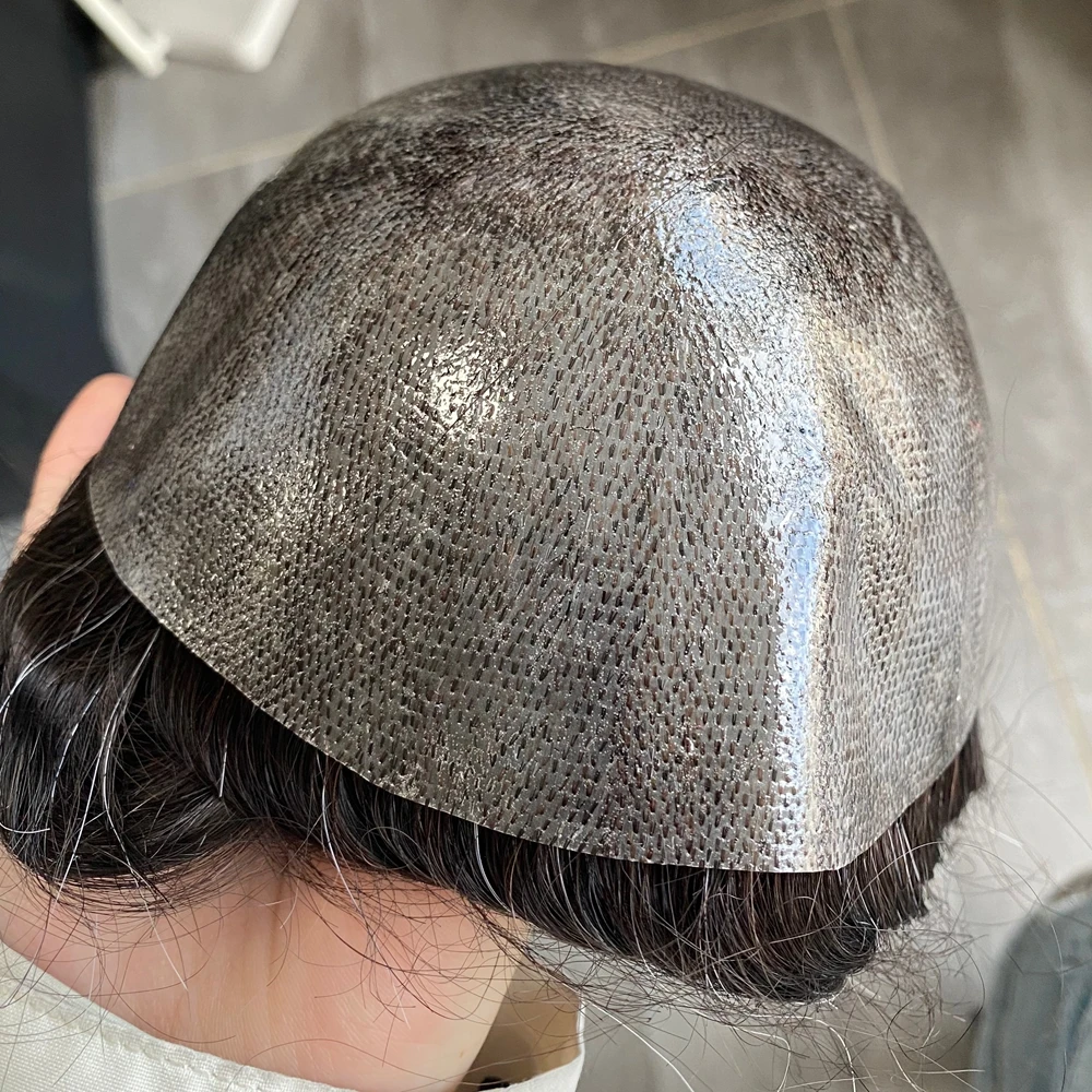 واقعية Skinlike رخيصة الجلد قاعدة 100% الشعر البشري الشعرية الاصطناعية قطع الشعر غير قابلة للاكتشاف الإسكالوب الجبهة رخيصة شعر مستعار