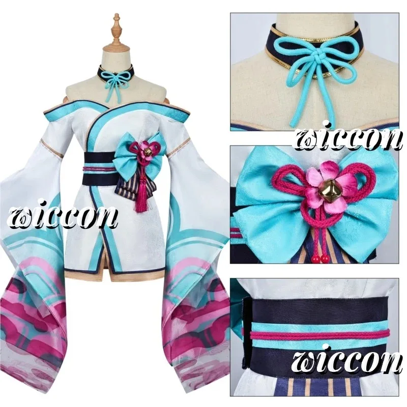 Ahri LOL Cosplay Kostüm Perücke Ear Spirit Blossom League of Legends Cosplay Outfits Anime Halloween Party Kostüme für Frauen Mädchen