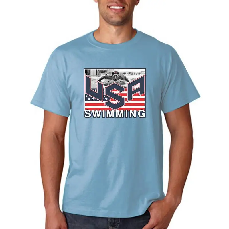 Summer Short Sleeves Cotton Fashion Top Tee USA Swimminger Team Michael Phelps Men  SHIPS FROM OHIO USA T shirt