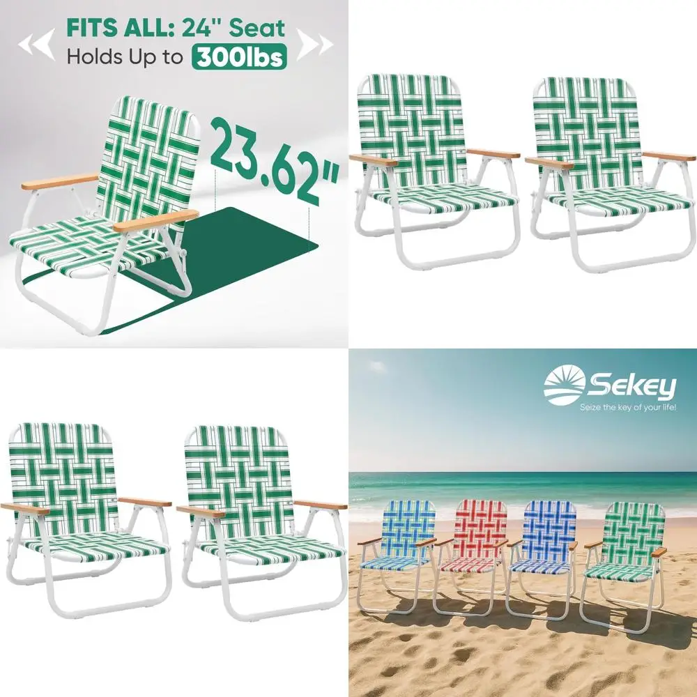 

Adult Highback Folding Beach Lawn Chair with Mesh Seat, Rust-Resistant for Outdoors, Fishing, Backyard - Green