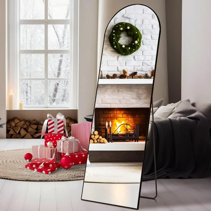 

Arched Full Length Mirror 59"x16" Full Body Floor Mirror Standing Hanging or Leaning Wall, Arch Wall Mirror with Stand Aluminum