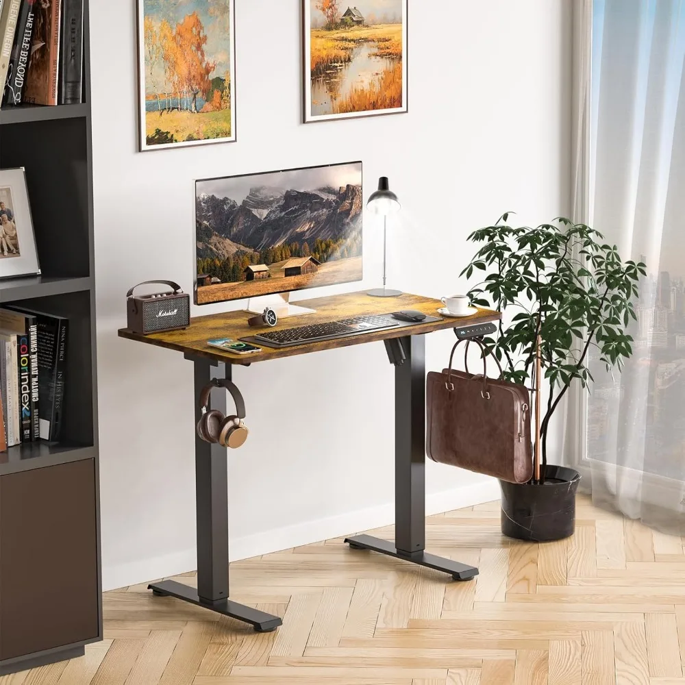 Escritorio eléctrico de altura ajustable, escritorio compacto con soporte para sentarse de 35 x 20 para oficina en casa, niños y necesidades informáticas