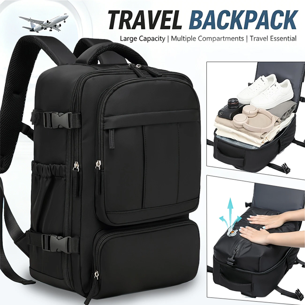 

Vacuum Compression Travel Backpack, Lightweight Foldable, Must-Have Goodie for Business Trips, Camping & Travel