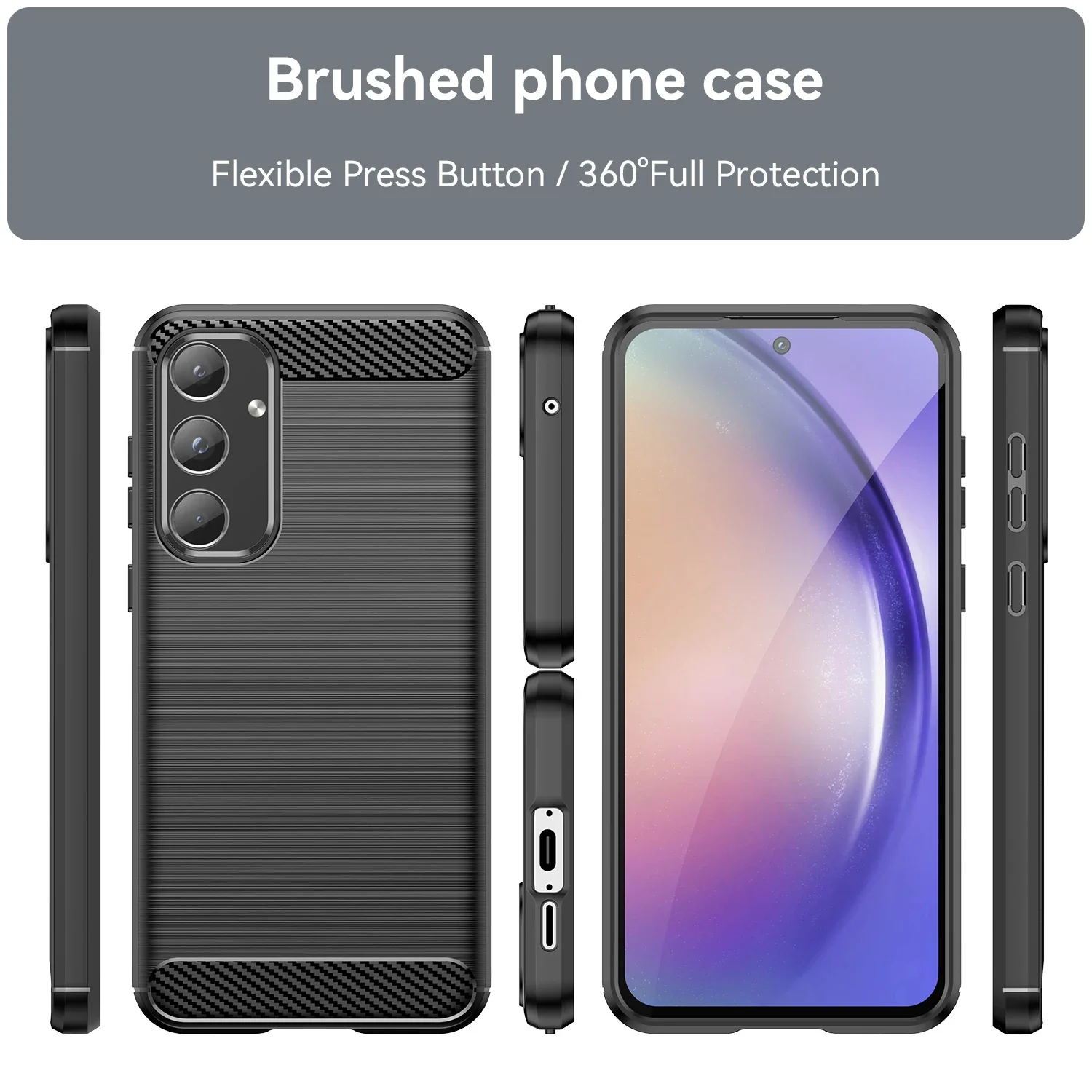 Carbon Fiber Case For Samsung A55 5G Slim Silicone Soft TPU Shockproof Cover for Samsung Galaxy A55 Luxury Man woman Funda Capa