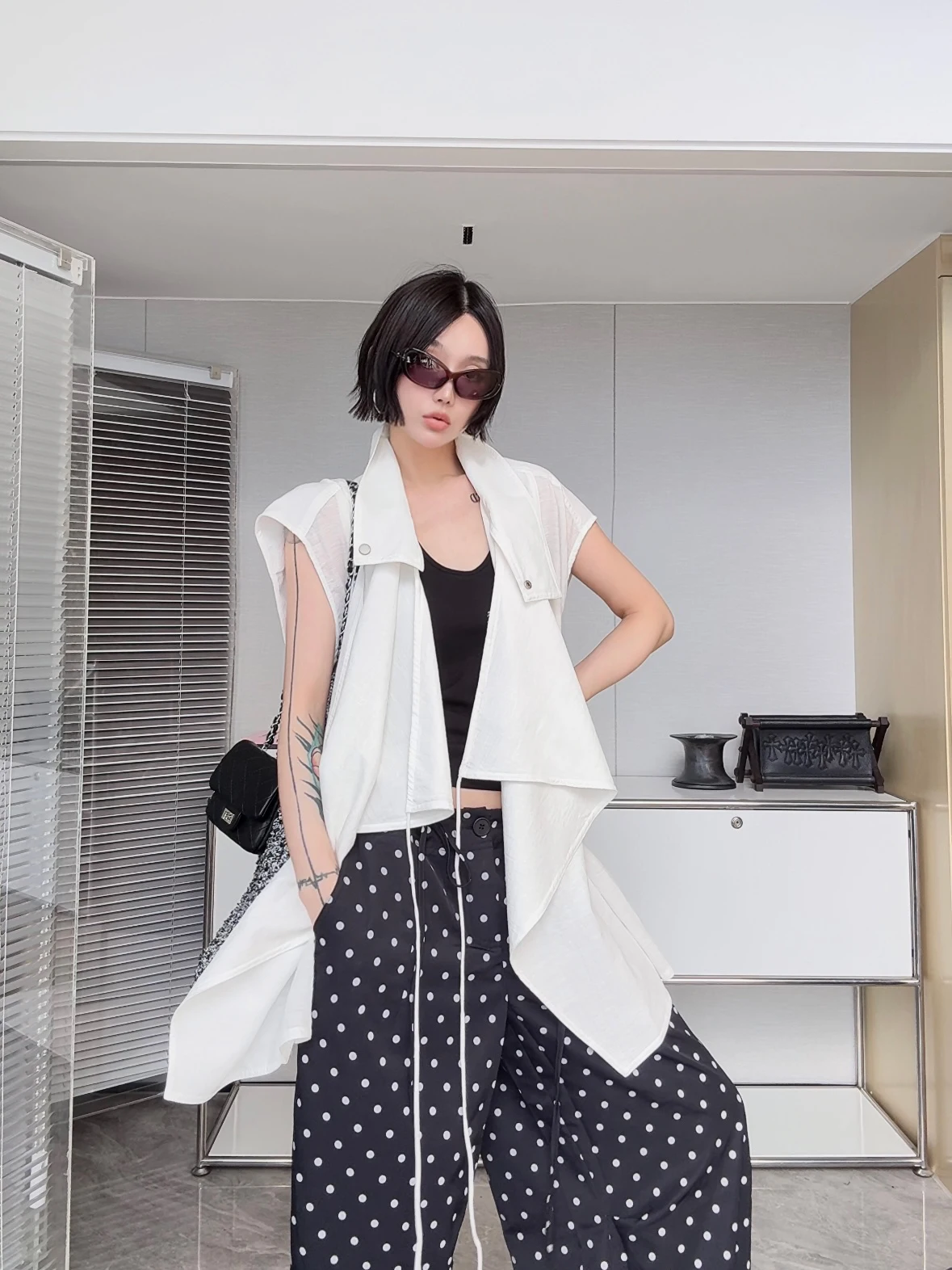 

IAMCPLUS Linen Vest Irregular ape Commute Sle Mid-Length Coat No Button Pure Color Spring 2025 Women's Faion