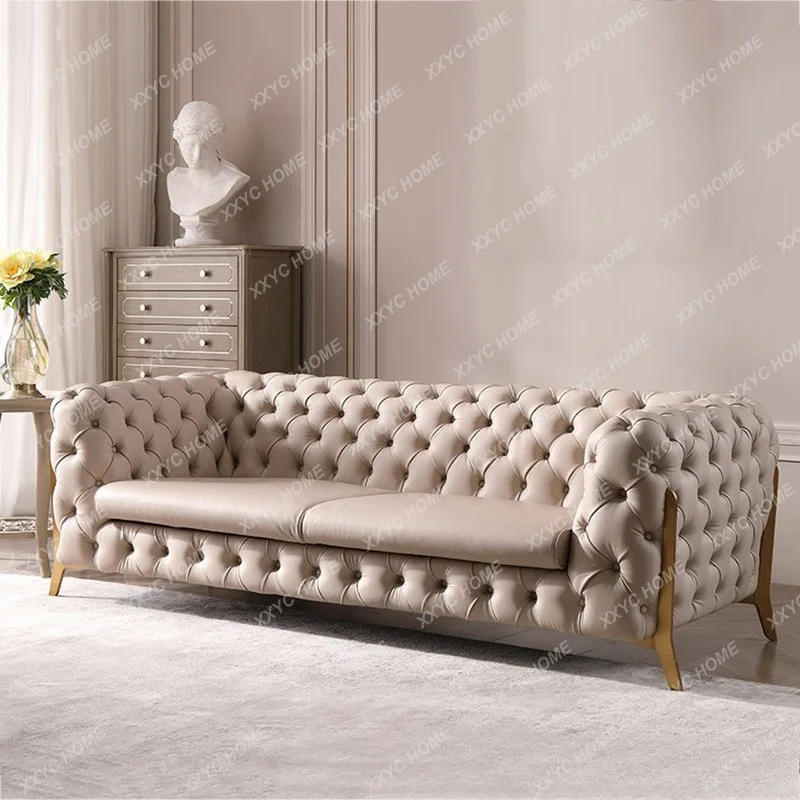 XX  light luxury fabric buckle single double triple living room sofa