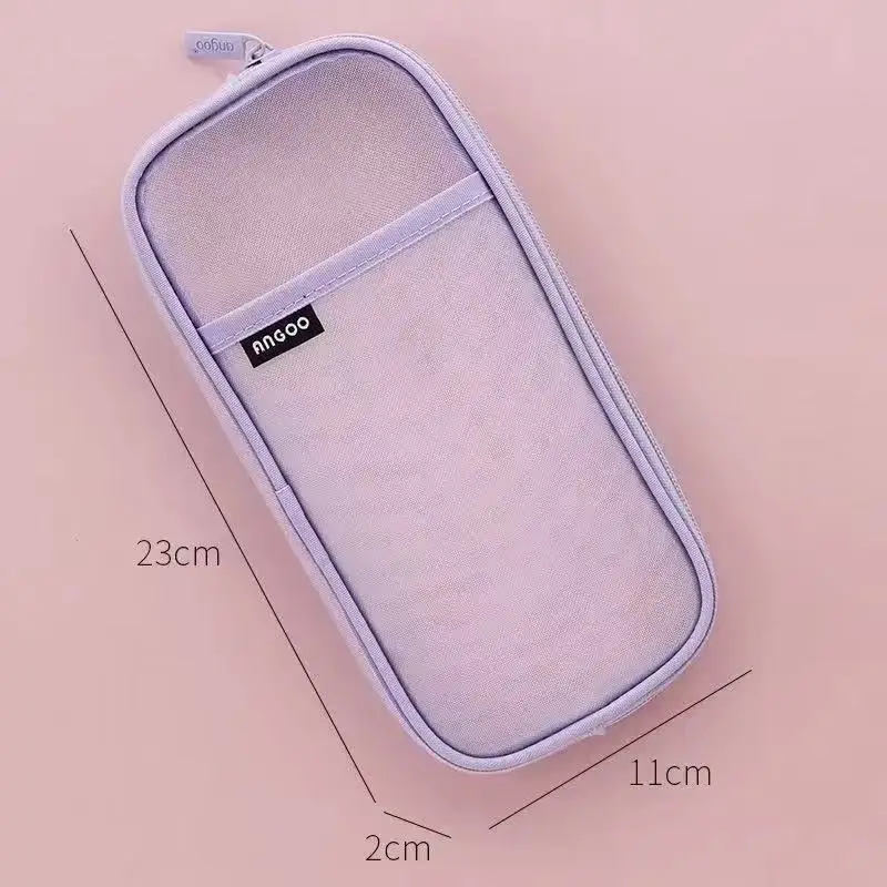 Transparent Net Fabric Pencil Bag Compact and Simple desktop Storage Bag Multi-functional School Supplies and Stationery Bag