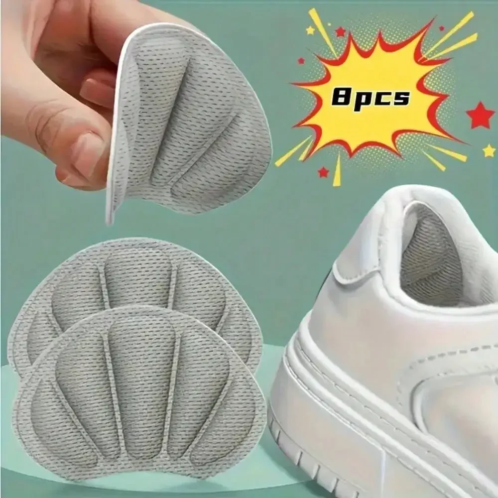 8pcs Self-Adhesive Anti-Slip Heel Pads - Non-Slip Shoe Cushions With Cushioned Heel, Compatible With Casual Shoes, Sneakers, Sports Shoes, White Shoes - Anti-Slip Foot Cushions For