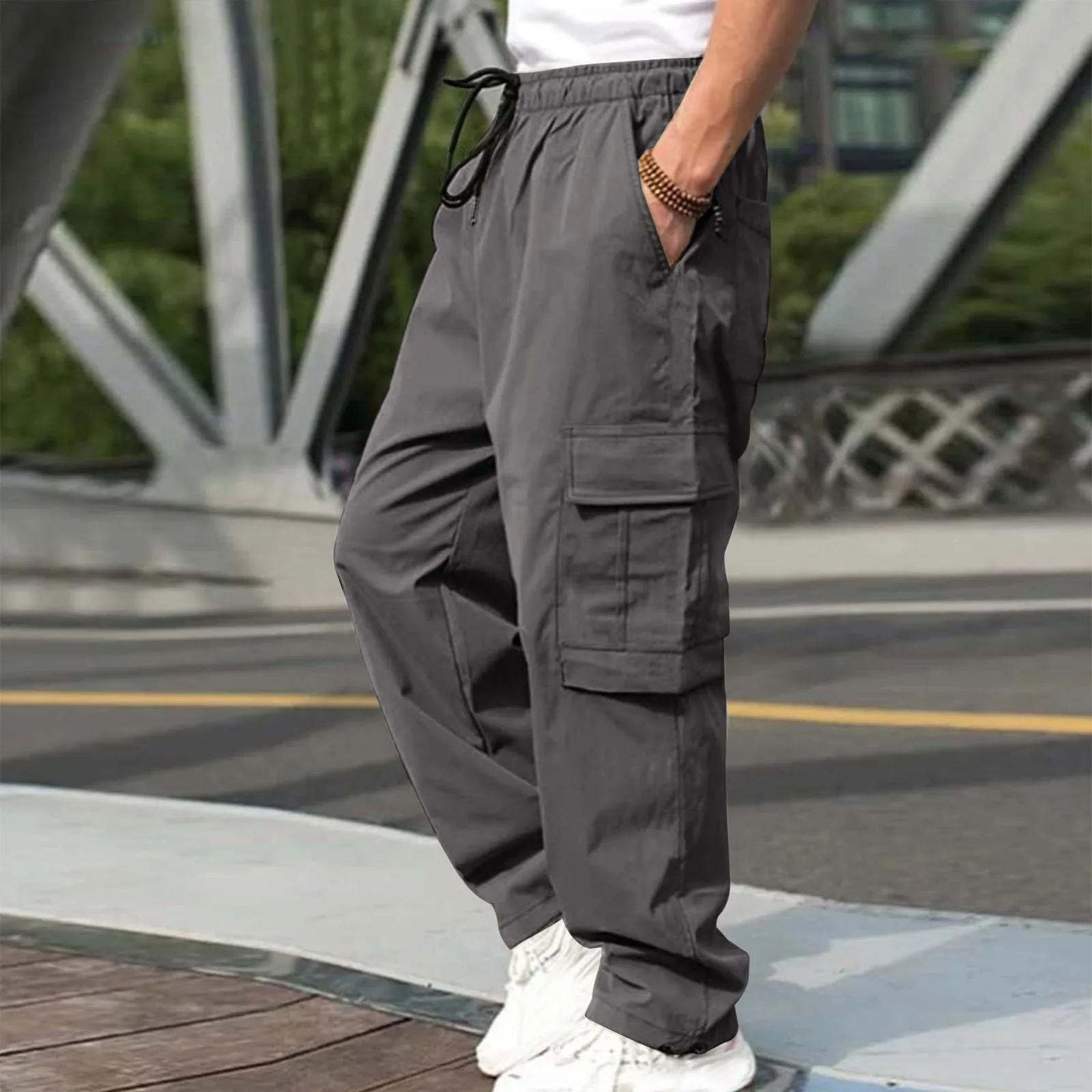 

New Cargo Pants Men's Loose Straight Pants Plus Size Clothing Work Wear Japanese Joggers Homme Sports Cotton Casual Trousers
