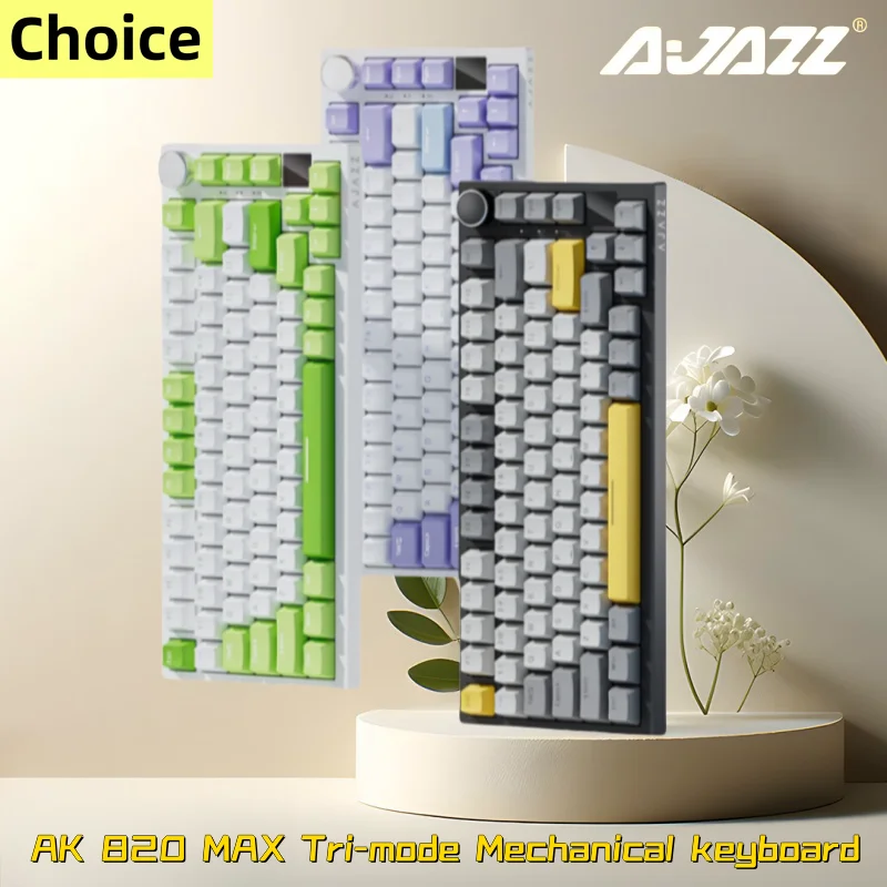 

AJAZZ AK820MAX 75% Mechanical Keyboard With TFT Display Knob Hot Swappable Gaming Keyboard BT/2.4G/Type-C,Side engraved keyboard