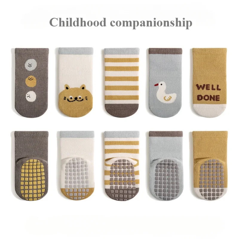 Cute Baby Girls Boys Anti-Slip Socks Newborn Soft Cotton Floor Sock Toddler Thick Warm with Cartoon Designs for All Seasons