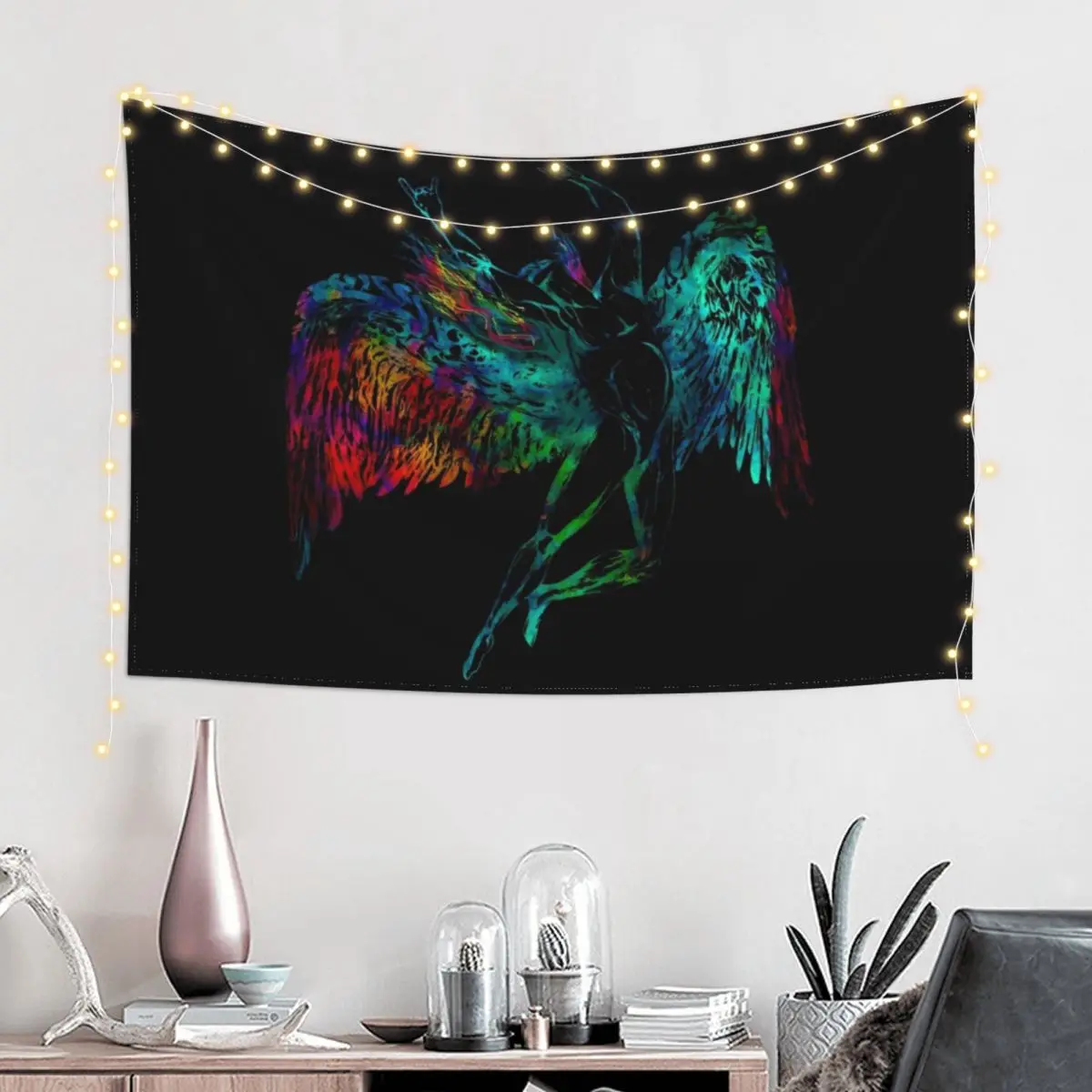 ICARUS THROWS THE HORNS - mythical*awesome UNLISTED designs in my portfolio* Tapestry House Decor Tapestry