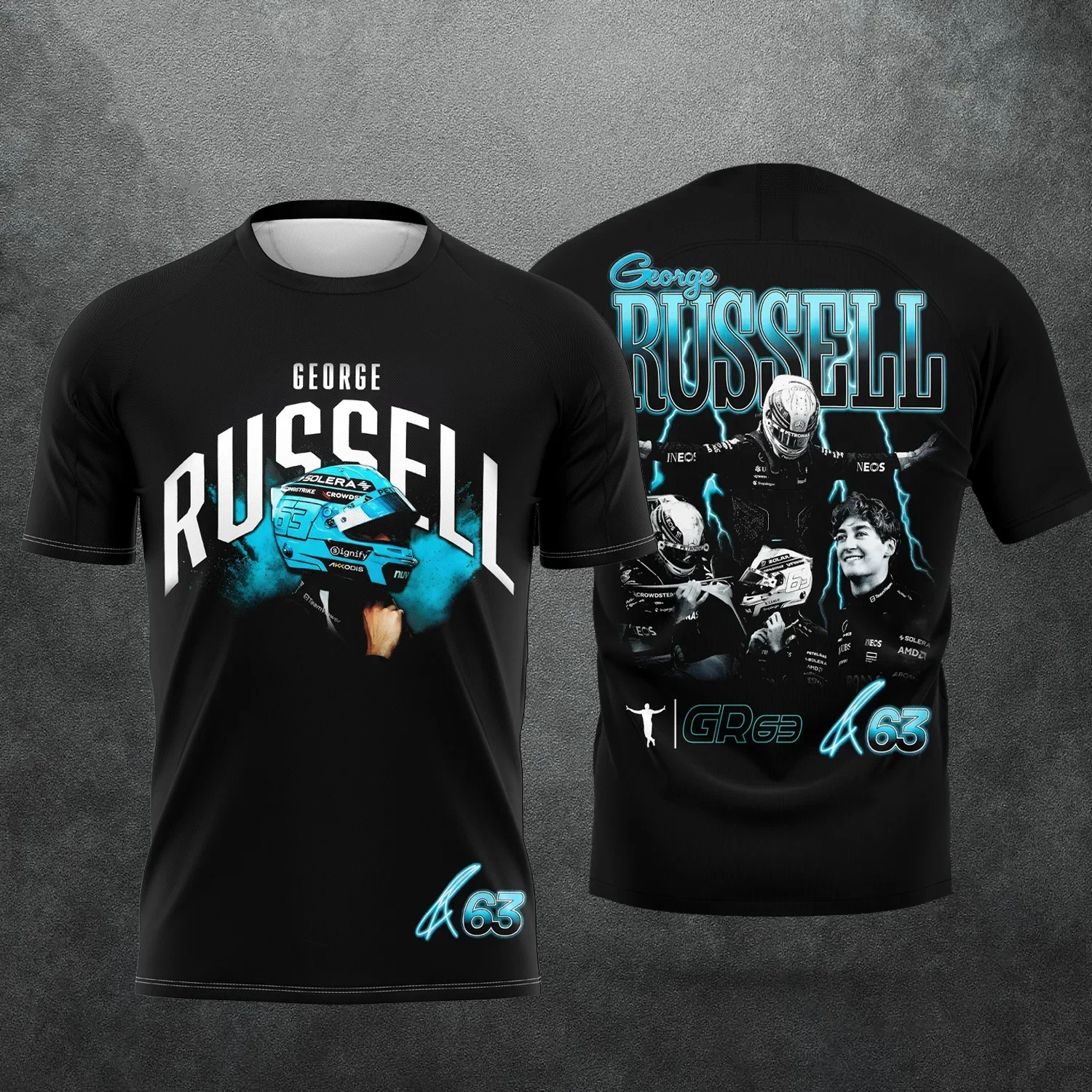 26 Kimi Antonelli und George Russell – T-Shirt mit kurzen Ärmeln für Fans, ein Geschenk, 3D-Druck, atmungsaktive Sportbekleidung für den Außenbereich, Familienbekleidung. – Detail 10
