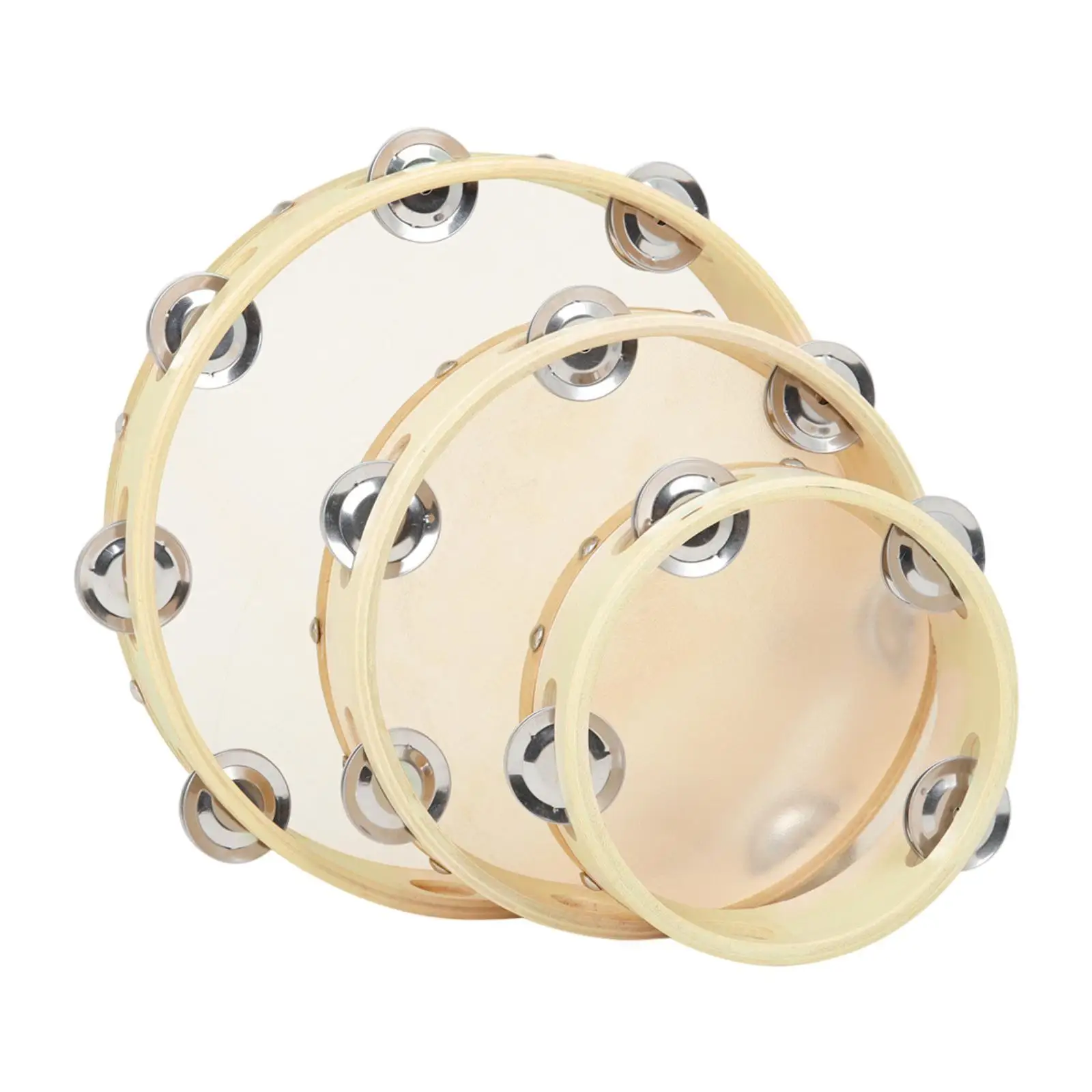 

3Pcs Handheld Tambourines 6inch 8inch 10inch Children Education for Party