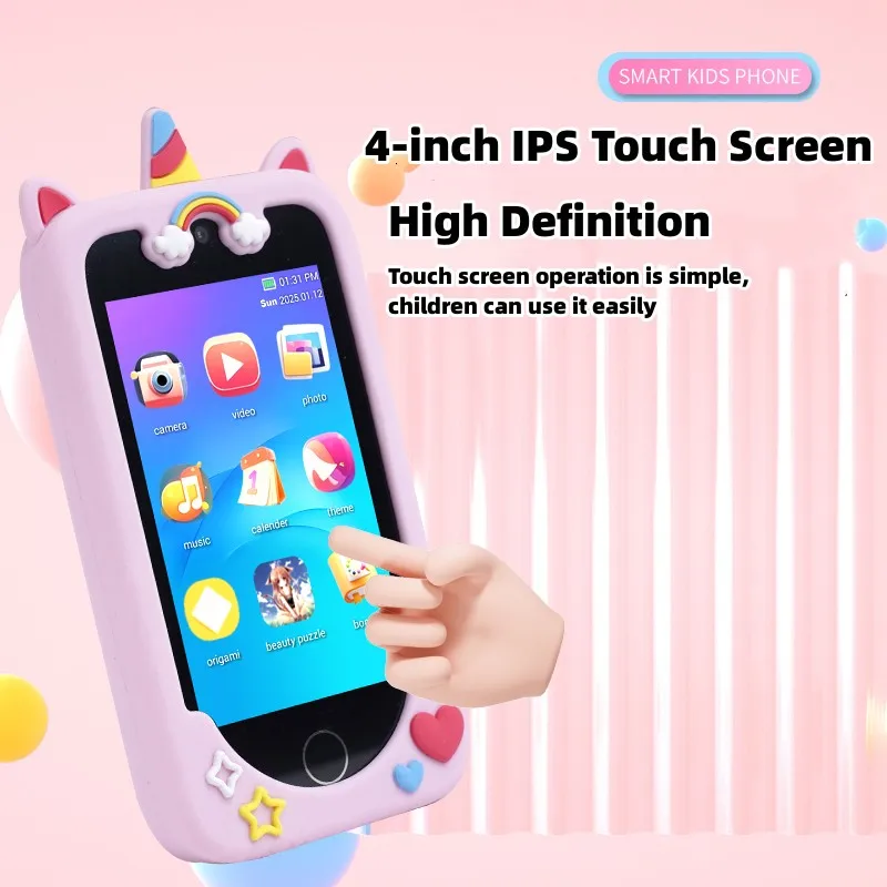 Kids Smartphone 4.0 ''Touchscreen 1G + 8G Leunend Puzzelspel Voor Kinderen Dubbele Camera Kinderen verjaardagscadeau Telefoon Speelgoed 1200Mah