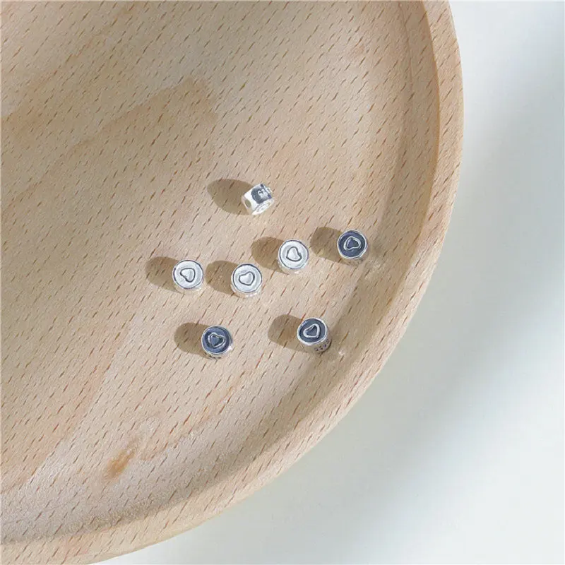 2pcs 925 Sterling Silver Heart  Spacer Charm Beads for DIY Bracelet Making Fine Jewelry Finding