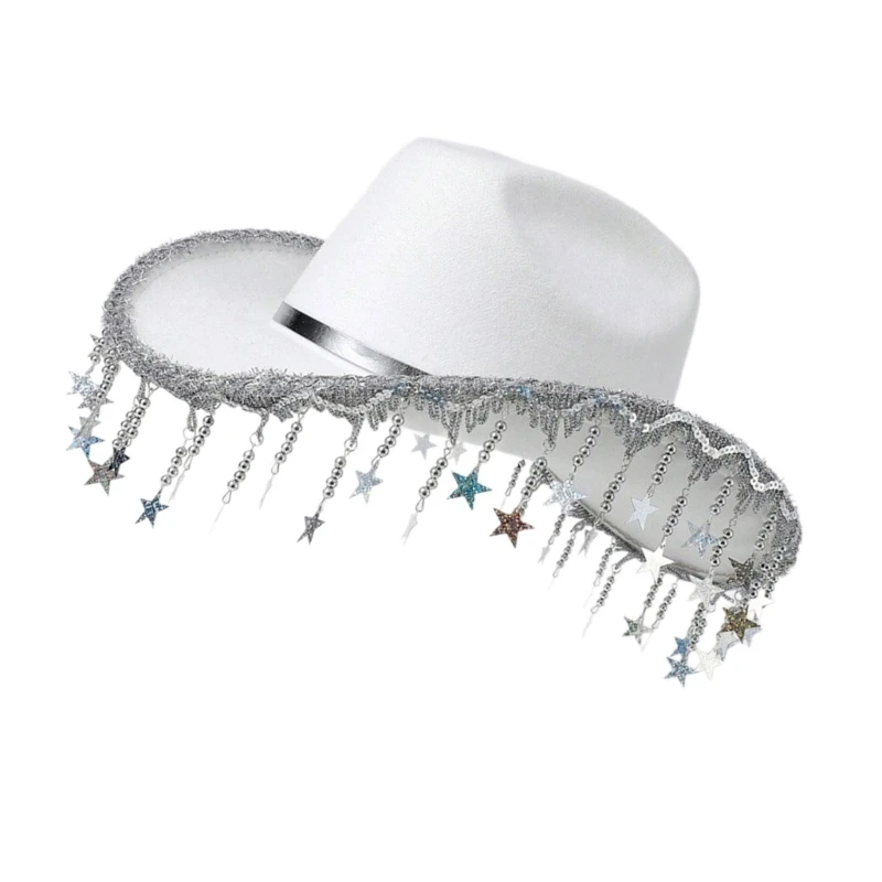 Glitter Sequins Trim Cowboy Hat Fashion Nightclub Adult Carnivals Cowboy Hat Dropship