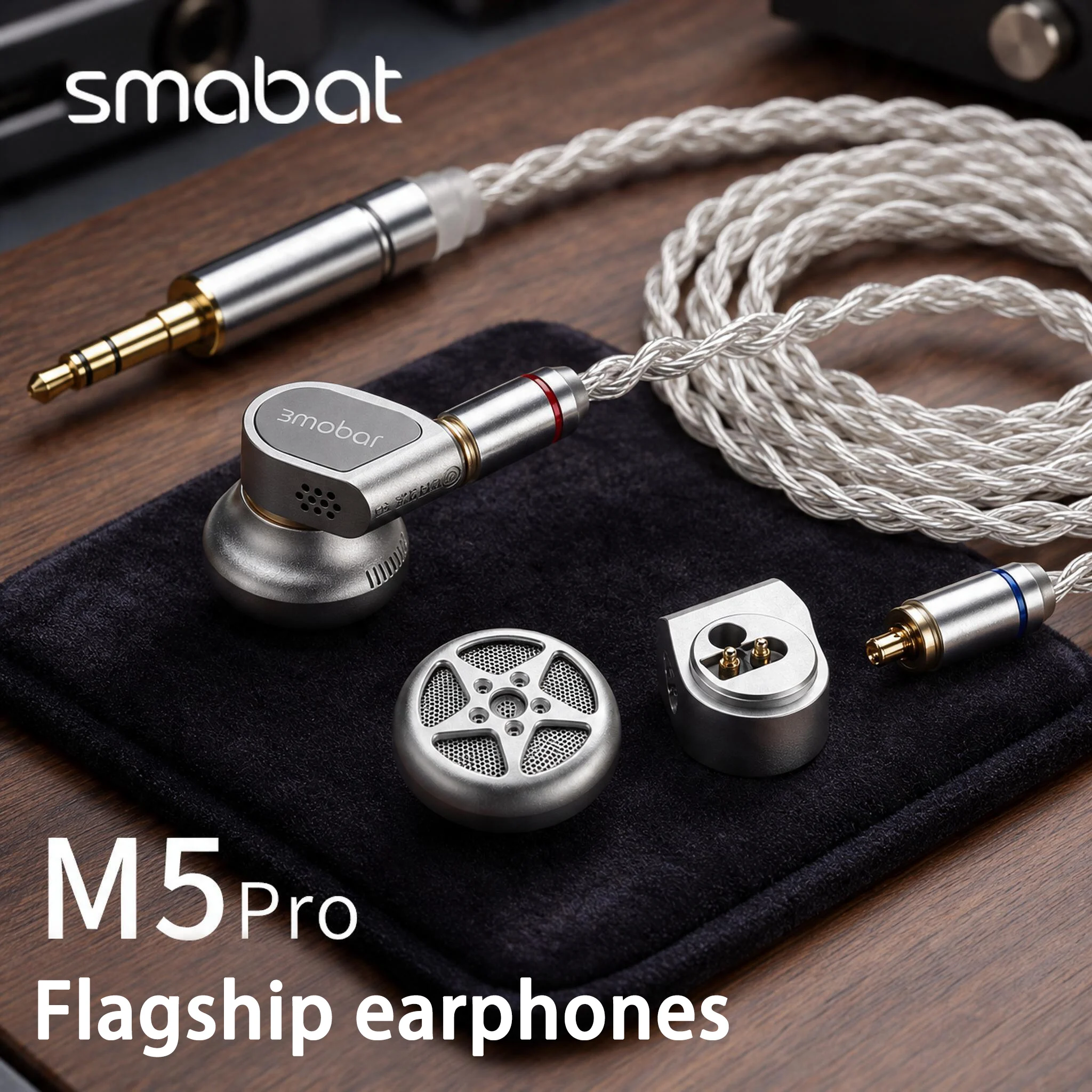 Smabat 2026 M5 PRO HiFi Flat-Head Earbuds Labyrinth Acoustic Enhanced Bass Metal Dual Modules MMCX Cable for Pop Classical Jazz