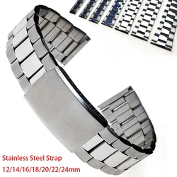 Metal Strap Stainless Steel Watch Band Women Men Replacement Bracelet Folding Clasp Wristbelt 12mm 14mm 16mm 18mm 20mm 22mm 24mm