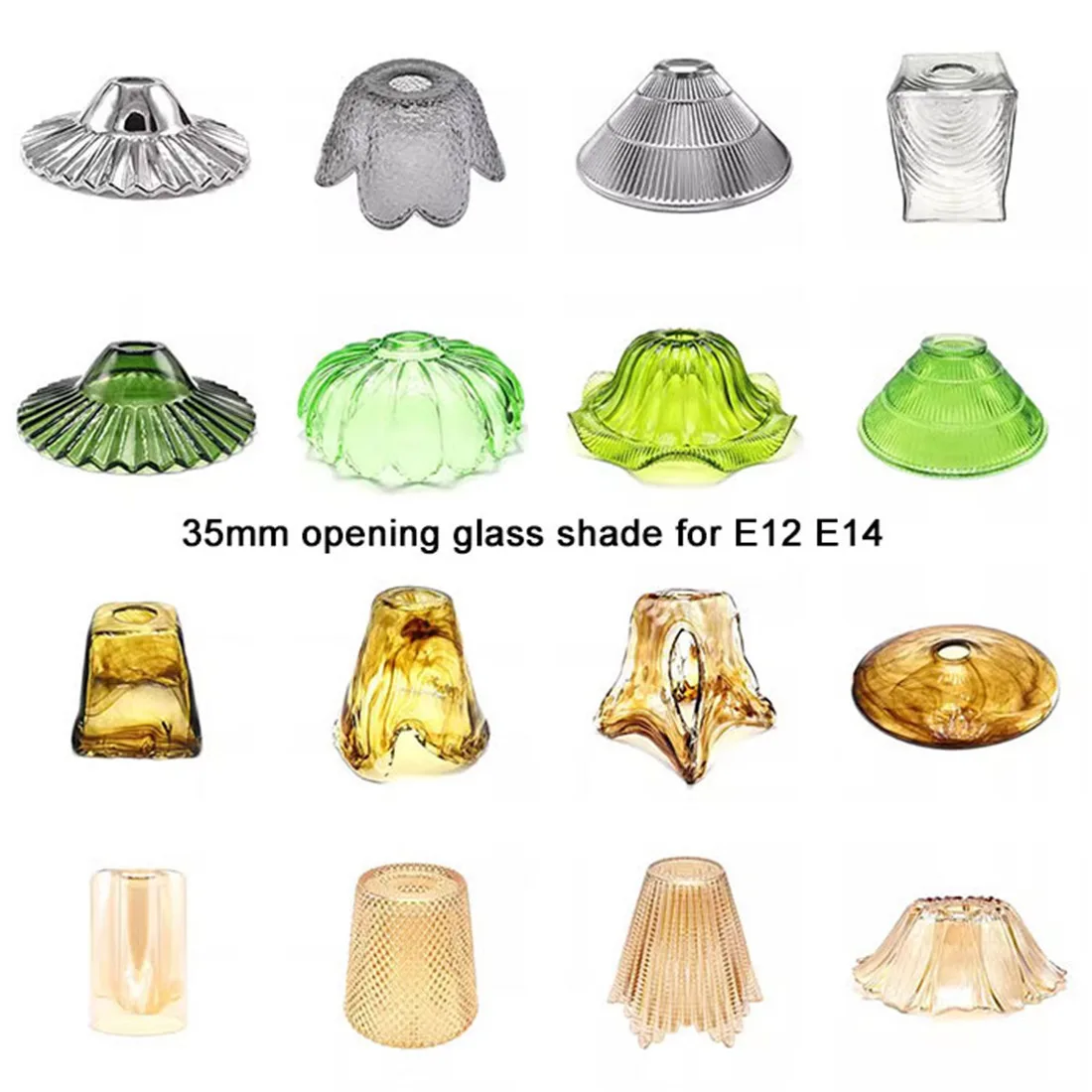 

Modern Color 35mm Opening Glass Lampshade for E14 Cover Replacement 3cm Hole E12 Lamp Cover for Home DIY Lighting Decoration