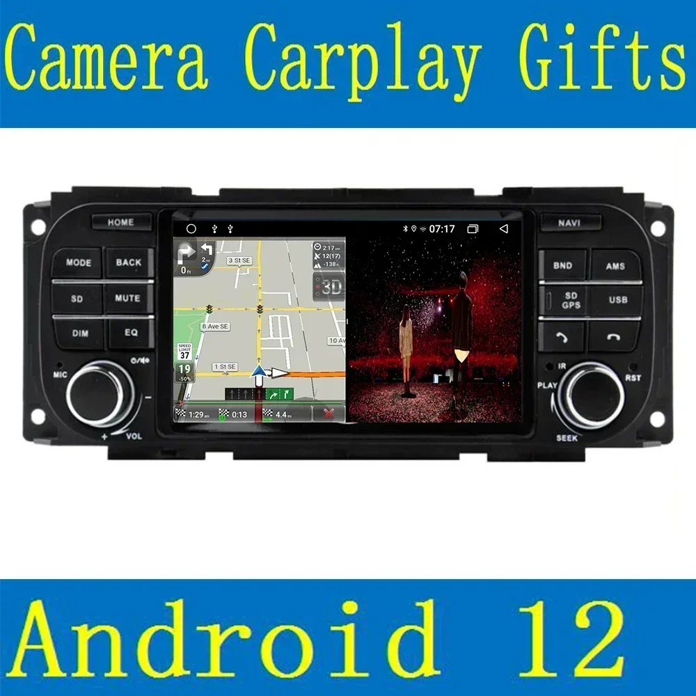 Reproductor de DVD de coche Carplay Android 13 para JEEP Grand Cherokee Liberty Wrangler Chrysler Dodge GPS Radio cámara estéreo sin DVD Wifi