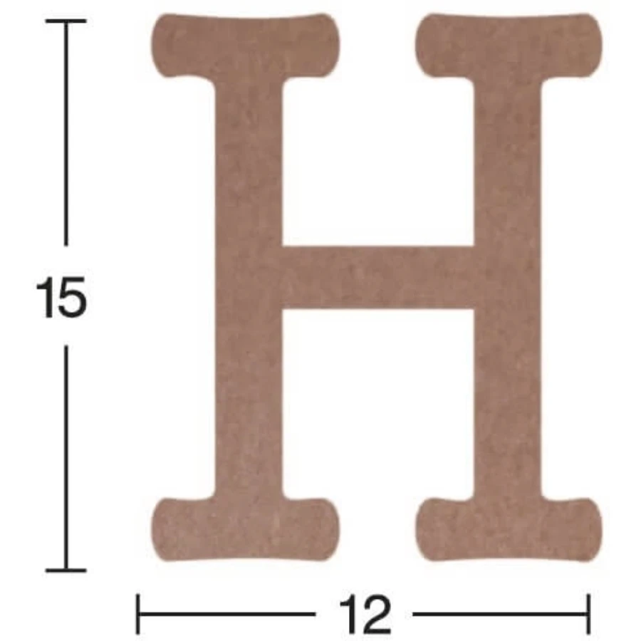 H10 H Letter Trinket, 18mm Mdf Unpainted Figurative Wood Object