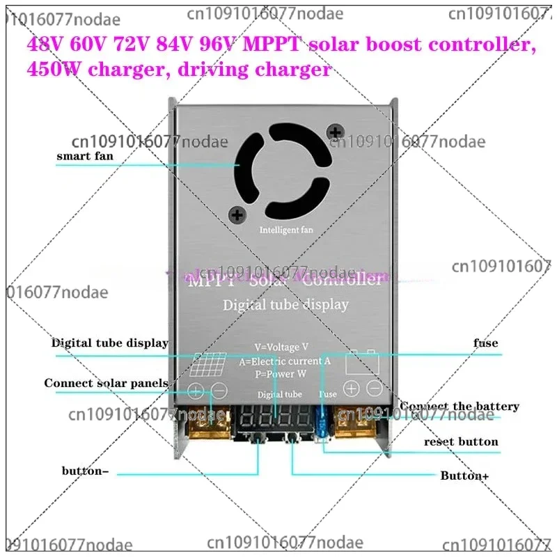 48V 60V 72V 84V 96V MPPT Solar Boost Controller, 450W Charger, Driving Charger