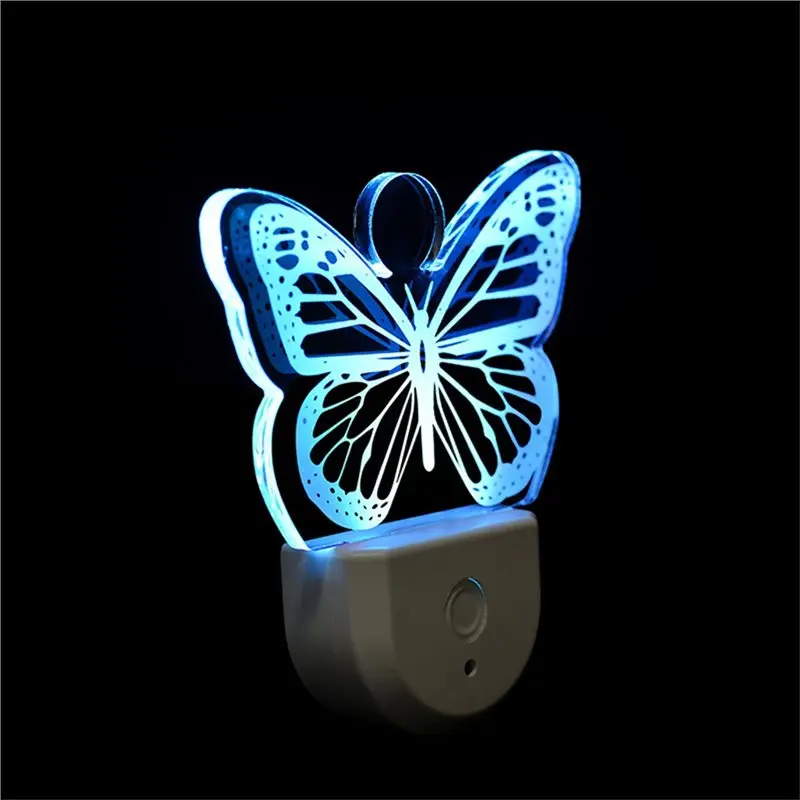 A74E-فراشة ضوء الليل المكونات في جدار اللون تغيير الحضانة ليلة مصباح لديكور الحضانة وهدايا عيد ميلاد المملكة المتحدة التوصيل