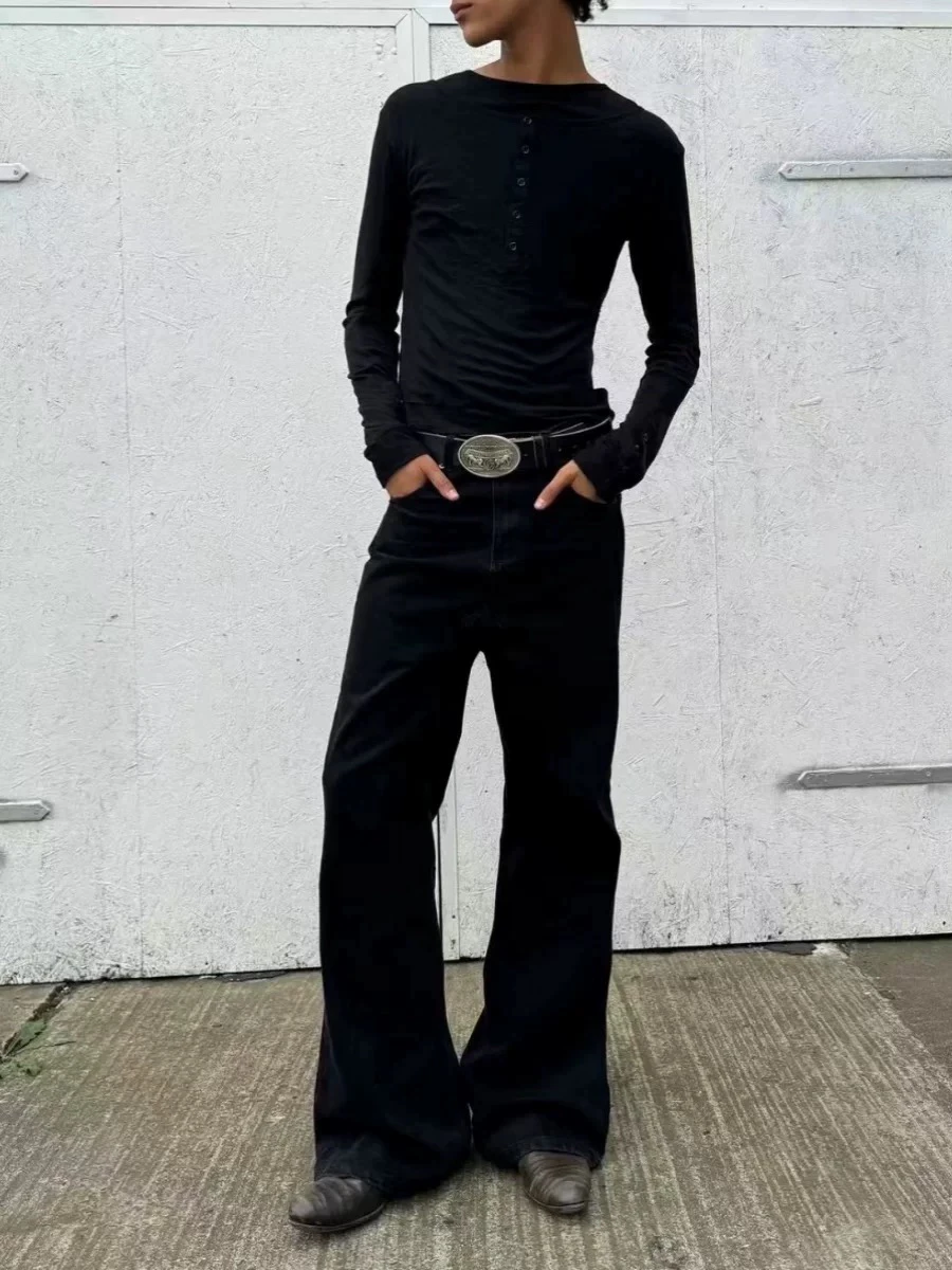 

No Faith Studios Slim Fit round Ne Double Layer irt Bla White ex Long Sve T-irt Cotton Moisture ng Summer