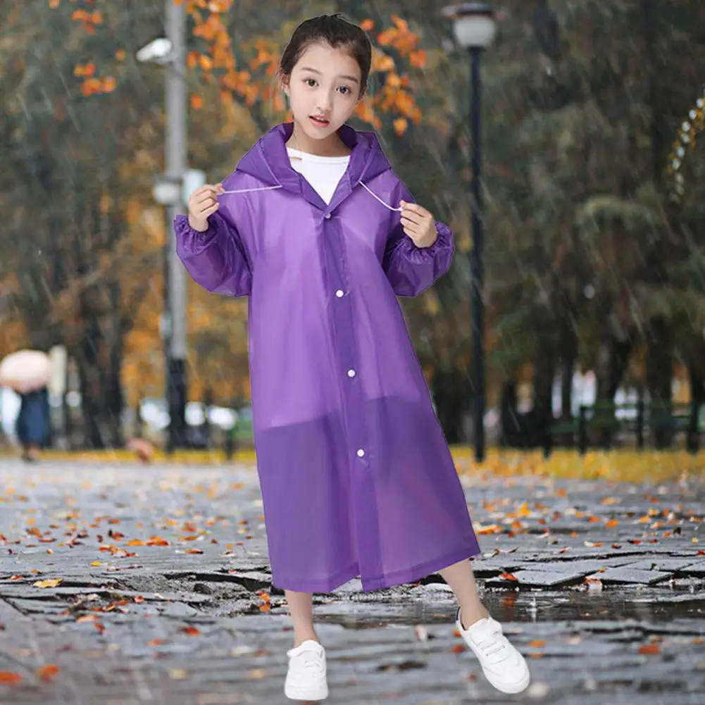 Children Raincoat Convenient Portable Drawstring Design Kids Rainwear Rainproof Long Kids Hooded Poncho Outdoor Supply 어린이 우비