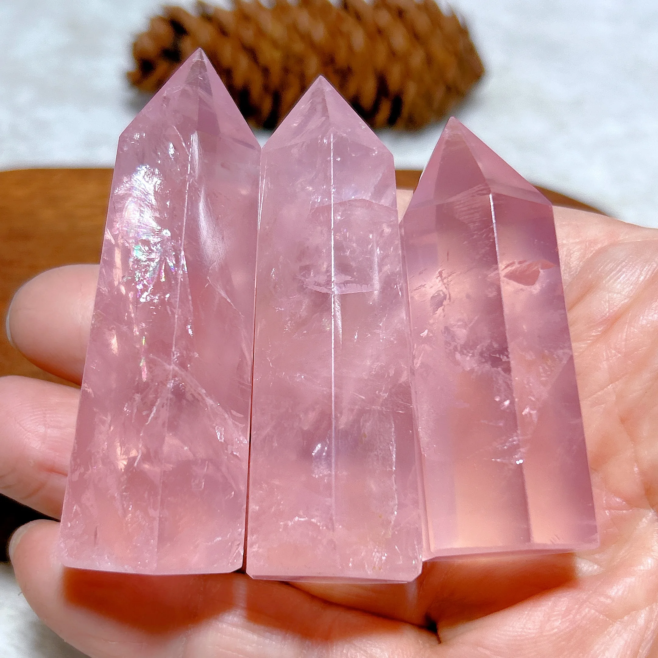 

Natural Crystal Rose Quartz Tower Point High Quality Healing Gemstones Mineral Energy Reiki Home Decorations Gift